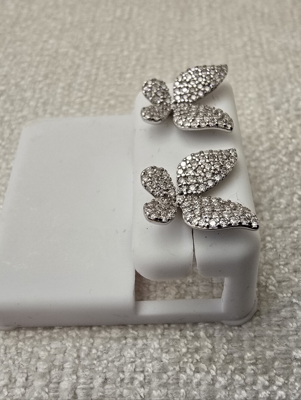 Moissanite 925 Sterling Silver Butterfly Push Backs Stud Earrings - Picture 2 of 5